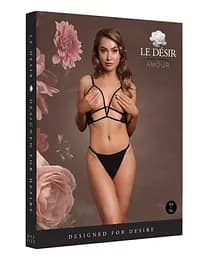 Еротичний бра Open Cup Triangle Bra with Lace and Adjustable Sliders - One Size - Black Le Desir Amour 36-AMR001BLKOS 101750