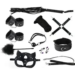 Набір для BDSM 10 елементів бандажу для таємничих ігор Чорний K000474