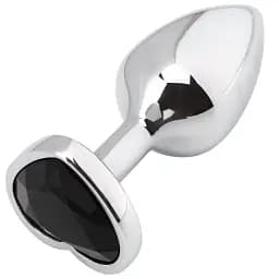 Металлическая анальная пробка I’MCUM Crystal Heart Размер L с черным кристаллом (IM-KGS005_L)