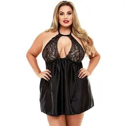 Комплект черный эротический большого размера со стрингами XL-XXL (50) Черный