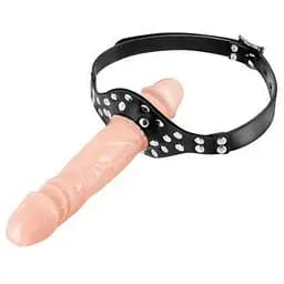 Кляп з подвійним фалоімітатором Fetish Tentation Double Penis Gag Flesh