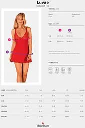 Комплект Obsessive Luvae babydoll (Червоний, S/M) Obsessive 96585 96678 - мініатюра 3