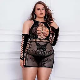 Міні сукня з оригінальними нарукавниками 2XL/3XL Чорний K000818