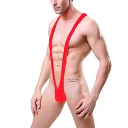 Чоловічі стрінги-комбінезон великого розміру біфлекс для вечірок M-L-XL червоні
