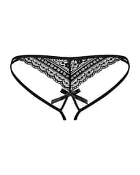 Жіночі стрінги Obsessive Picantina Crotchless Thong Black L/XL - мініатюра 2