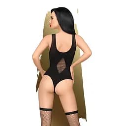 Боді Penthouse Hotter Than Hell Black непрозоре вирізи декольте імітація шнурівки панчохи XL - мініатюра 2