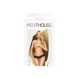 Трусики-стрінги Penthouse Pure Instincts Black мереживо відкритий доступ леопардовий декор S/M - мініатюра 3