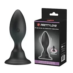 Анальна пробка - Pretty Love Push Over To Trigger Vibration Black - мініатюра 10