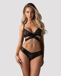 Комплект білизни Obsessive Blomentis XL/2XL чорний - мініатюра 4