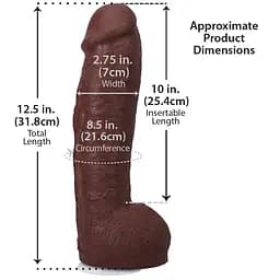 Фалоімітатор Doc Johnson The Realistic Cock ULTRASKYN 12 Inch Hung with Balls, шоколадний - мініатюра 5
