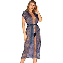 Пеньюар Obsessive Flowlace S/M синий