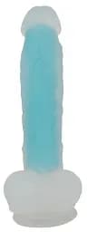 Фалоімітатор Glow in the Dark Silicone Dildo 20.5 см блакитний - мініатюра 3