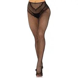 Панчохи Leg Avenue Crotchless Net Tights With Heart Backseam Black One Size