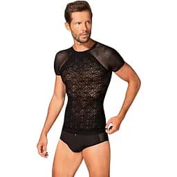 Чоловічі напівпрозорі футболки з орнаментом Obsessive T102 T-shirt чорна S/M/L