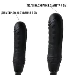 Надувна анальна пробка для розширення ТПЕ 4 см Чорний для комфорту і стимуляції - мініатюра 5