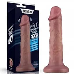 Реалістичний вібратор Vibrating Dual Density Power Cock 8'' тілесний - мініатюра 1