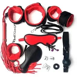 Комплект для BDSM ігор на 10 предметів One Size червоний