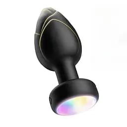 Силіконова анальна пробка з вібрацією та підсвіткою Light Anal Plug 3,5x9 см чорна - мініатюра 2