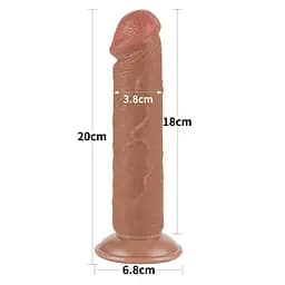 Фалоімітатор Lovetoy Sliding Skin Dual Layer Dong 8" 20 см коричневий - мініатюра 2