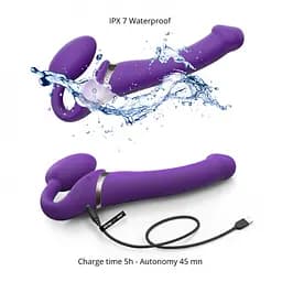 Страпон Strap-On-Me Vibrating L, 19 см (фіолетовий) - мініатюра 7