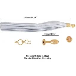 Металева анальна пробка Хвіст поні Lockink Sevanda White Pony-Tail Anal Pear-shape Plug - мініатюра 6