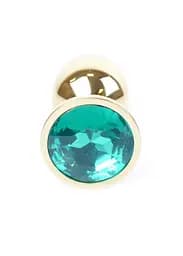 Анальна пробка - Jewellery Gold Plug Green - мініатюра 4
