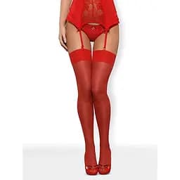 Панчохи під пояс Obsessive S800 S/M червоний