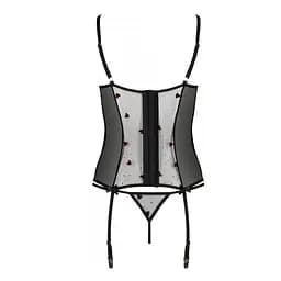 Корсет із підв'язками + стрінги Passion LOVELIA CORSet black L/XL - мініатюра 5