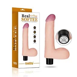 Реалістичний вібратор Real Softee Vibrator With Balls тілесний - мініатюра 1