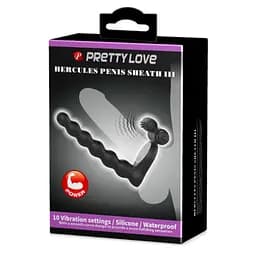 Насадка на пеніс з вібрацією і ерекційним кільцем Pretty Love Hercules Penis Sheath III 15.3 см чорний - мініатюра 7