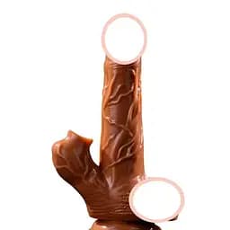 Реалистичный вибратор с подогревом для женщин силиконовый 18 см USB коричневый