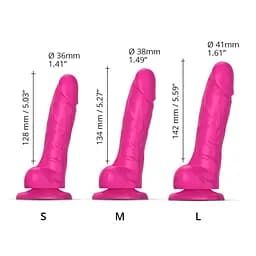 Реалістичний фалоімітатор Strap-On-Me Sliding Skin Realistic Dildo Fuchsia - S, ефект рухомий до - мініатюра 4