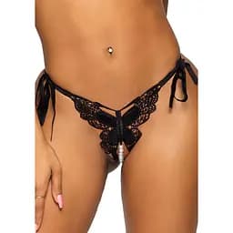 Комплект Leg Avenue Open cup bra and pearl panty Black - мініатюра 5