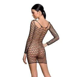 Бодістокінг-сукня з глибоким коміром Passion BS093 black довгі рукави One size - мініатюра 2