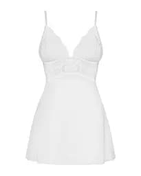 Сатиновий пеньюар з мереживом Obsessive 810-BAB-2 babydoll & thong білий пеньюар танга S/M - мініатюра 5