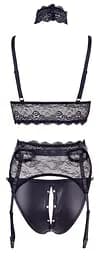 Еротичний комплект Cottelli Collection Bondage Bra Suspender M чорний - мініатюра 12