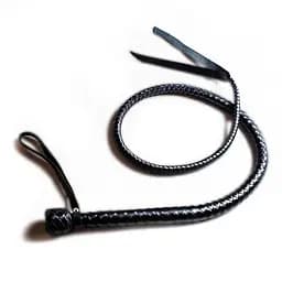 Плетіти з рукояттю, натуральна шкіра, колір чорний, довжина - 120 см