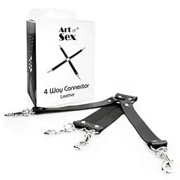 Хрестовина з натуральної шкіри Art of Sex - 4 Way Connector, Чорний Art of Sex SO7480 94916 - мініатюра 2