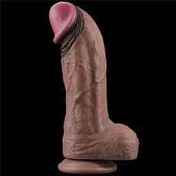 Фалоімітатор Lovetoy Dual Layered Silicone Cock XXL 28 см коричневий - мініатюра 2