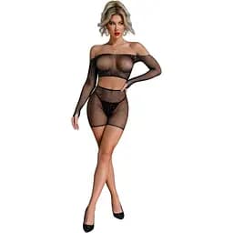 Бодистокинг Caprice Lingerie Model 07 One Size Black, топ, велосипеды, сетка со стразами