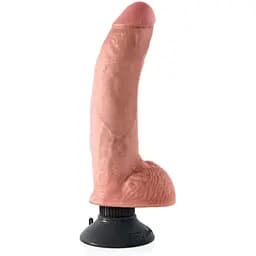 Вибратор King Cock Vibrating Cock With Balls 23 см телесный