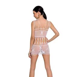 Бодістокінг - міні-сукня з метеликами Passion BS090 white One size - мініатюра 2