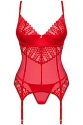 Комплект Obsessive Ingridia corset (Червоний, XS/S) Obsessive 100415 96959 - мініатюра 5