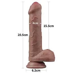 Фалоімітатор Lovetoy Dual-Layered Silicone Nature 20.5 см коричневий - мініатюра 2