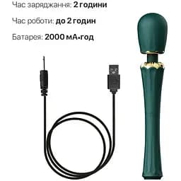 Вібромасажер із насадками Zalo Kyro Wand Turquoise Green - мініатюра 6