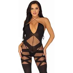 Бодістокінг Leg Avenue Illusion halter Bodystocking One Size Black, доступ