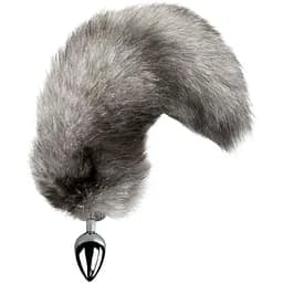 Металлическая анальная пробка с хвостом из натурального меха Art of Sex size M Artctic fox