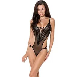 Боди монокини с декольте Passion ERZA Body black L/XL