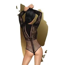 Боді Penthouse Spicy Whisper Black імітація топа з довгими рукавами закрите декольте XL - мініатюра 2