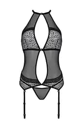 Корсет з пажами Passion Satara CORSet XXL/XXXL black стрінги мереживо застібки спереду та ззаду - мініатюра 3